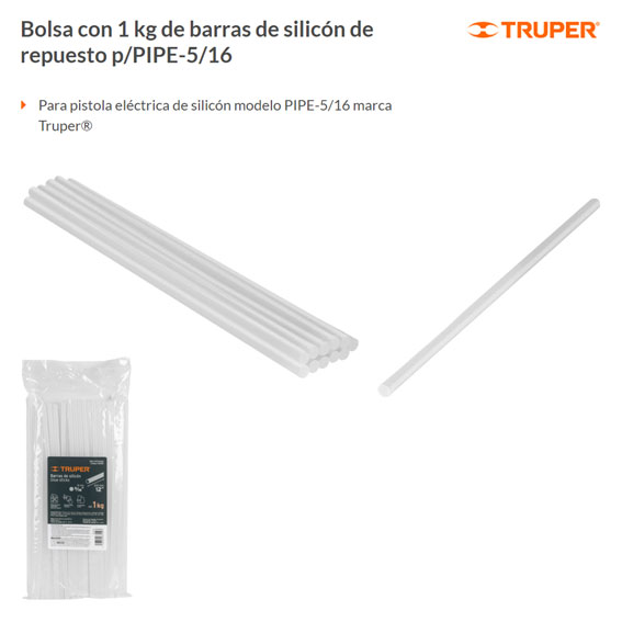 Blíster con 12 barras de silicón de repuesto para PIPE-1/2, Barras De  Silicón, 17538