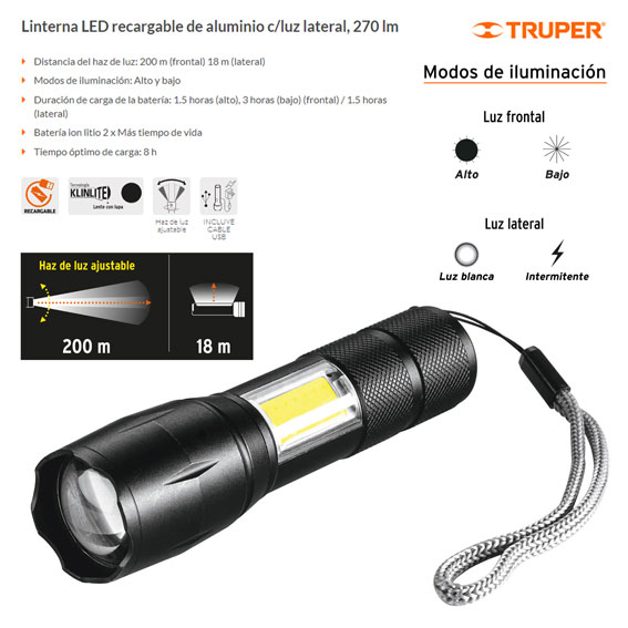 Linterna de minero 1 led cree 500 lm recargable expert marca