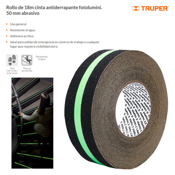 Rollo de 18m de cinta antiderrapante negra 50mm con abrasivo