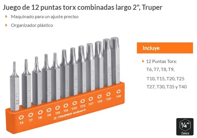 TRUPER EXPERT JUEGO 12 PUNTAS TORX 50mm VARIAS(6)