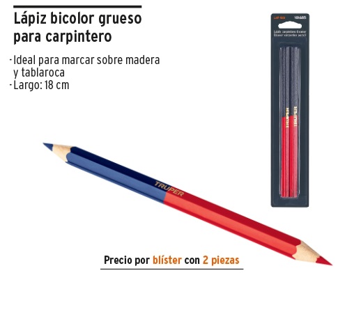 TRUPER LAPIZ BICOLOR ROJO/AZUL ALBAÑIL X2und(12)