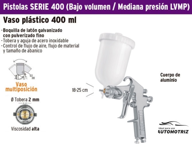 Pistola p/pintar succión HVLP vaso aluminio, 1.4 mm, Expert, Pistola De  Succión, 14030