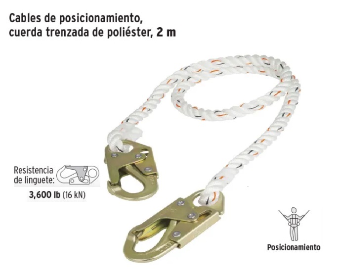 Cable de posicionamiento cuerda de poliéster de 1.5 m, ANSI, Elementos De  Posicionamiento, 10511