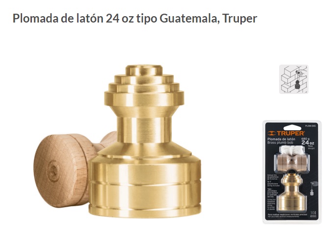 Plomada Nivel Laton 340 Gr Albanil Punta Acero 17071 Truper