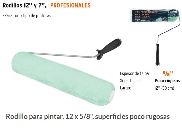 Rodillo para pintar 7 x 5/8 superficies lisas, Truper, Rodillos, 13880