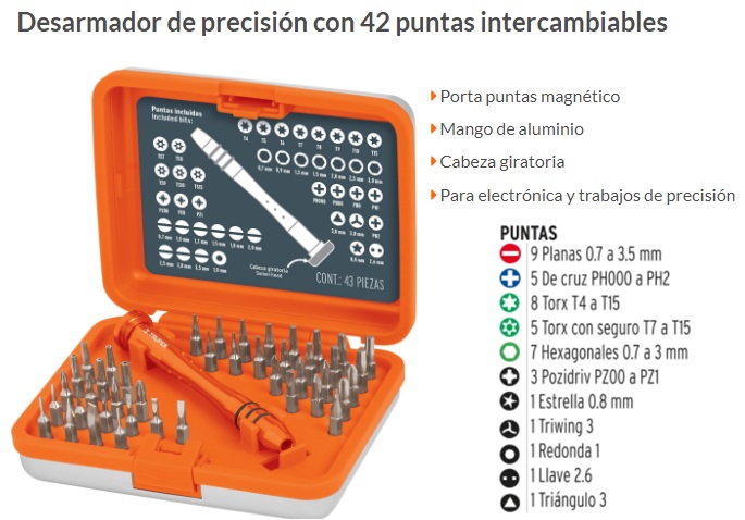 Desarmador de impacto con 4 puntas de acero S2 3/8 , Expert