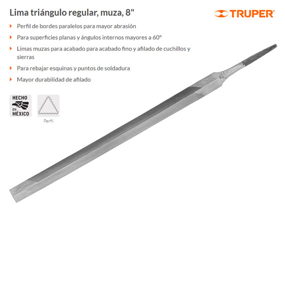 Lima triangular 8 para machete, 36 dpp, con mango, Truper