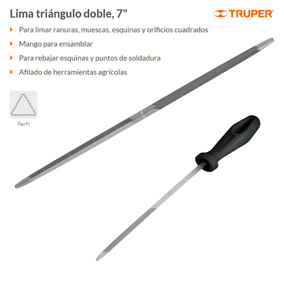 Lima triangular 8 para machete, 36 dpp, con mango, Truper