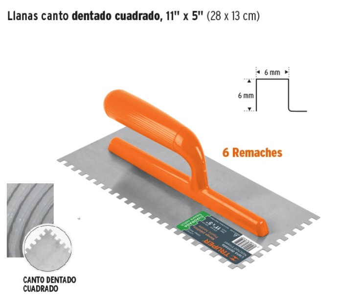 Llana Dentada Trian. 11X5 Mango Plástico TRUPER