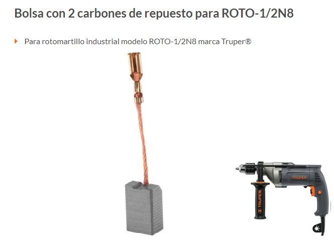 Bolsa con 2 carbones de repuesto para ROTO-1/2A, Carbones De Repuesto, 11087