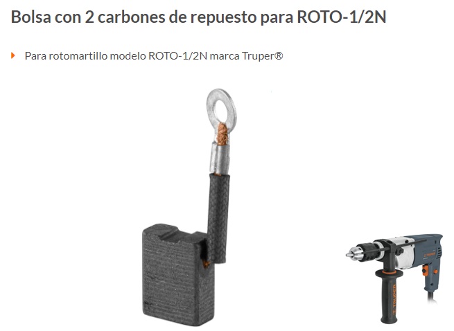 Bolsa con 2 carbones de repuesto para ROTO-1/2A, Carbones De Repuesto, 11087
