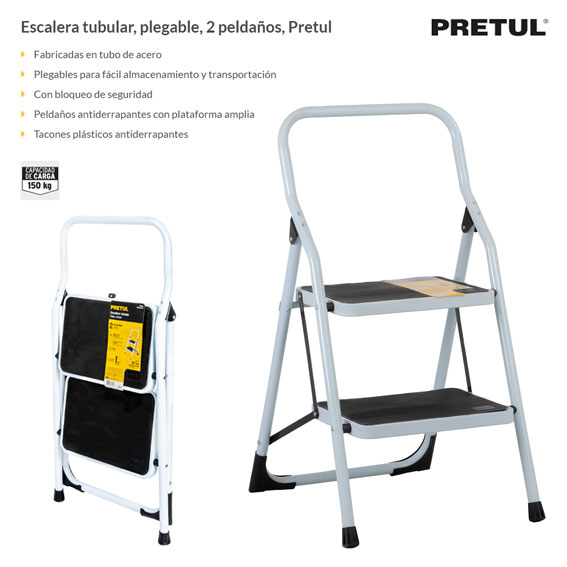 Escalera tubular Pretul plegable 2 peldaños