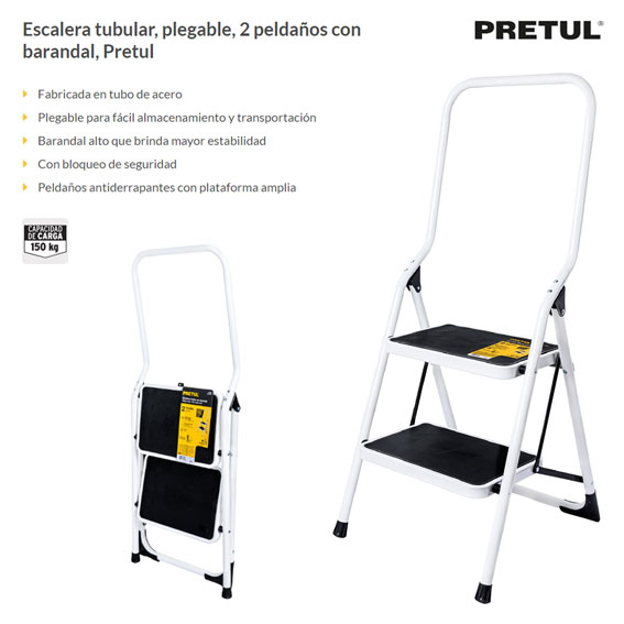 Escalera Plegable 3 Peldaños Tubular Pretul 24120 – Torke