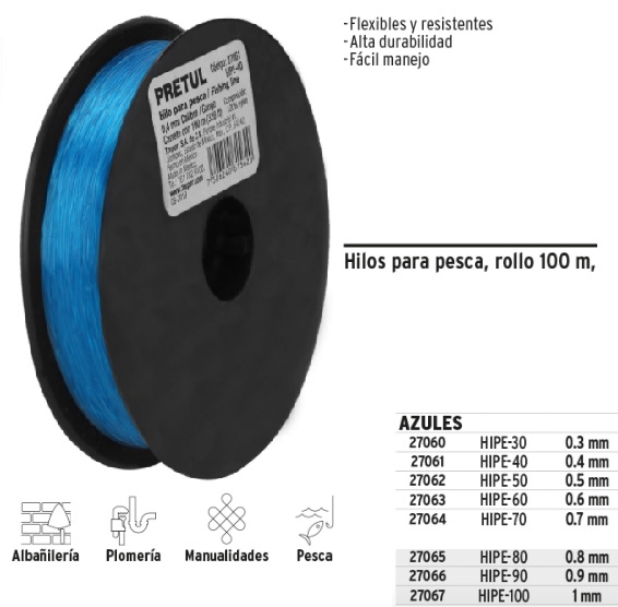 Hilo Para Pesca Rollo 100 M Calibre 100 Mm Pretul