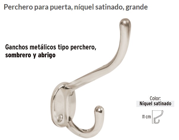 Perchero para pared con 4 ganchos satinados, Hermex, Ganchos Tipo Perchero,  49624