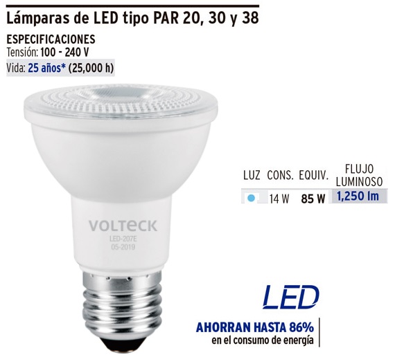Lámpara de emergencia de 100 Leds 500 lm recargable, Volteck, Luminarios De  Emergencia, 43009