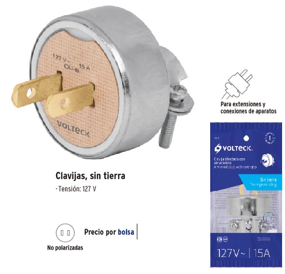 Clavija industrial blindada polarizada, Volteck, Clavijas Para Cable, 46200