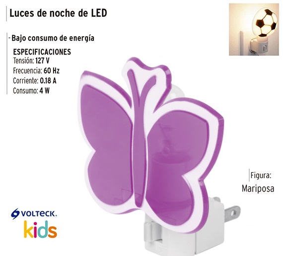 Luz de noche con lámpara E12, corona princesa, Volteck, Luces De Noche,  46131