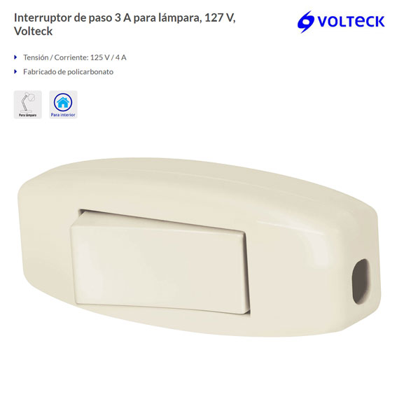 Interruptor de Palanca con Contacto Standard Blanco VOLTECK